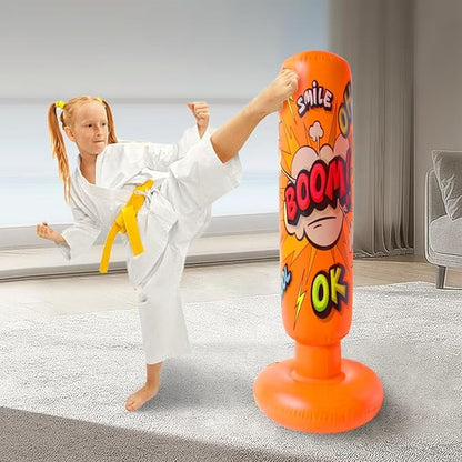 Baiao Punching Bag, Inflatable Kids Boxing Bag for Kids 3-12, Boxing Equipment for Child and Adults, Christmas, Birthday Gifts, Punching Bag Practice Karate, Taekwondo