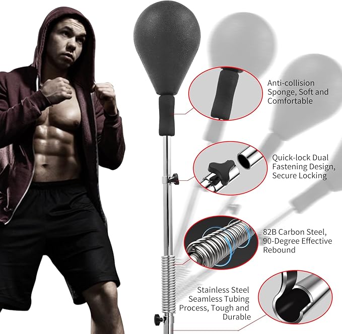 Punching Bag for Adults and Kids - Height Adjustable Suction Cup Base Boxing Bag with Stand, Boxing Equipment Fitness, Reflex Bag Speed Bag for Training