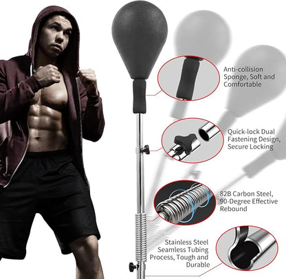 Punching Bag for Adults and Kids - Height Adjustable Suction Cup Base Boxing Bag with Stand, Boxing Equipment Fitness, Reflex Bag Speed Bag for Training