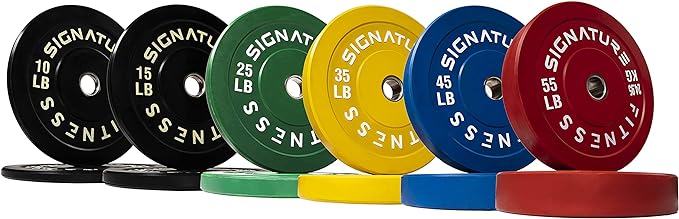 Signature Fitness 2" Olympic Bumper Plate Weight Plates 7FT Olympic
