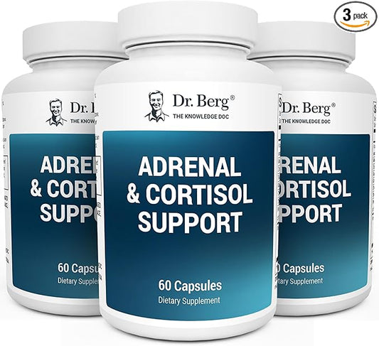 Dr. Berg Adrenal & Cortisol Supplement New Formula - Adrenal Supplement & Cortisol Manager for Mood, Focus and Stress Support - Adrenal Supplements with Ashwagandha Extracts - 60 Capsules 3 Pack