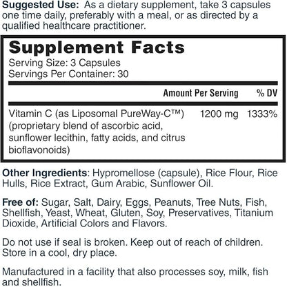 Nature's Lab Liposomal PureWay-C® Vitamin C - Supports Immune Health & Collagen Production* - 90 Capsules