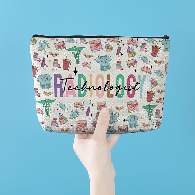 Radiology Technologist Gifts Rad Tech Makeup Bag Cosmetic Bag X-ray Tech Gift Radiologic Technologist Gift Nurse Day Birthday Appreciation Gifts for Women Radiologist Technician Makeup Zipper Pouch
