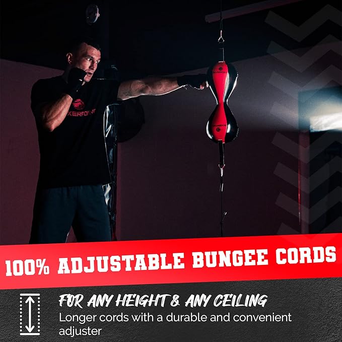 Boxerpoint Bag for Boxing - Premium Punching Bags - Durable PU Leather & Adjustable Cords Double Ended Punching Bag, Speed Bags for Adults & Kids, Boxing Equipment
