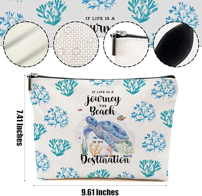 Sea Turtle Makeup Bag Turtle Gifts Cosmetic Bag Sea Turtle Gifts for Women Girls Friend Niece Daughter Sea Turtle Decor Travel Organizer Zipper Pouch Graduation Birthday Friendship Gifts