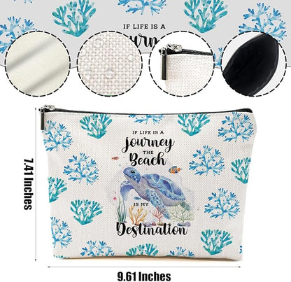 Sea Turtle Makeup Bag Turtle Gifts Cosmetic Bag Sea Turtle Gifts for Women Girls Friend Niece Daughter Sea Turtle Decor Travel Organizer Zipper Pouch Graduation Birthday Friendship Gifts