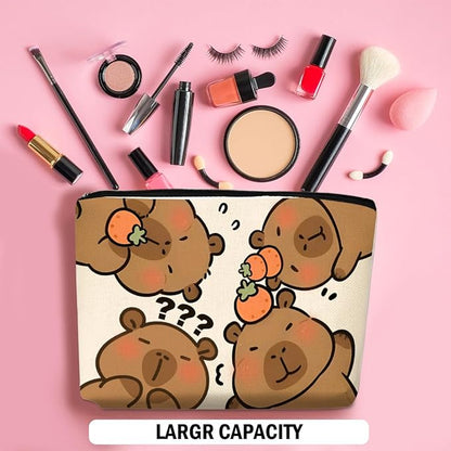 Capybara Makeup Bag, Capybara Gifts for Women, Capybara Lovers Cosmetic Bag Travel Organizer Bags Makeup Pouch, Capybara Stuff Animal Lovers Gifts for Girls Girlfriend Christmas birthday Gifts