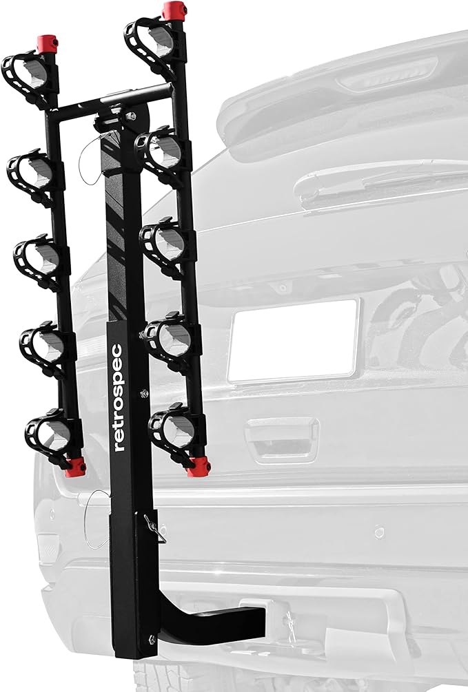 Retrospec Lenox 2-5 - Bike Hitch Rack for Cars, Trucks, SUVs with 2” Hitch | Foldable Steel Frame with Anti-Rattle Adapter, Tie Down Cradles and Straps - Fits Most Frames