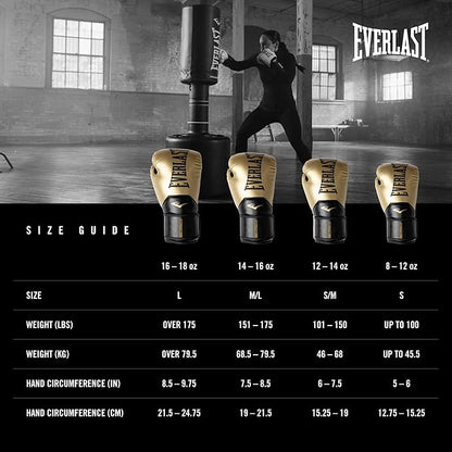 Everlast Elite 2 Boxing Gloves, Pro Training Gloves for Men and Women, Secure Fit Hook and Loop Closure & Ventilation, Heavy Bag & Speedbag Training.