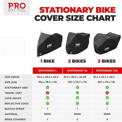Pro-Bike Tool Cover for Outdoor Storage - Waterproof Bicycle Cover for Stationary 2 XL Bikes - Heavy Duty Ripstop, Anti UV Material - Weather Protection for Mountain & Road Bikes