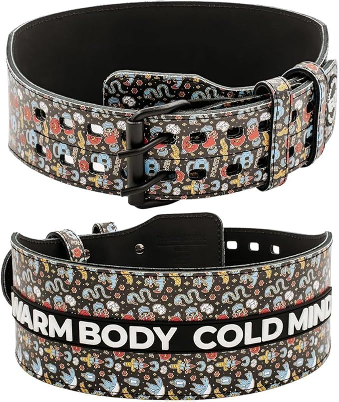WARM BODY COLD MIND Leather Weight Lifting Belt 4" Adjustable