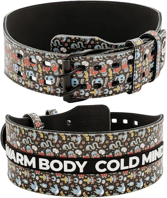 WARM BODY COLD MIND Leather Weight Lifting Belt 4" Adjustable
