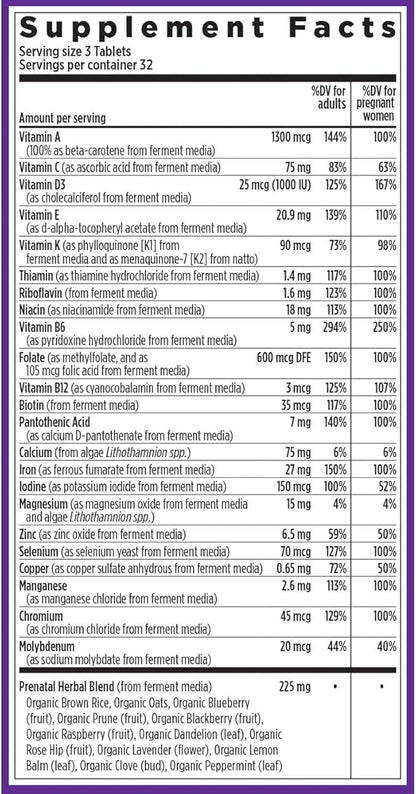 New Chapter Advanced Perfect Prenatal Vitamins, 96ct, Made with Organic, Non-GMO Ingredients for Healthy Baby & Mom - Folate (Methylfolate), Whole-Food Fermented Iron, Vitamin D3 + Ginger