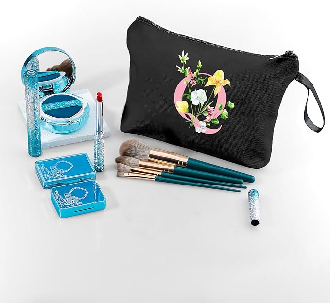 SEAMOON Women Birthday Unique Initial Funny Gifts for Teenage Girl Sister Friends Bridesmaid Personalized Travel Make up Cosmetic Bag with Mirror Valentines Mothers Day Christmas Graduation Q