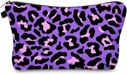 Cute Travel Makeup Bag Cosmetic Bag Small Pouch Gift for Women (Cheetah Print Purple)