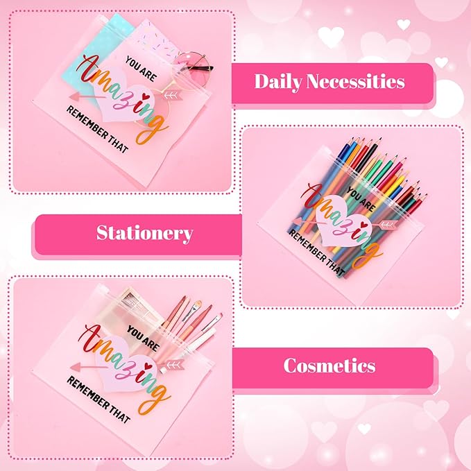 Reginary 100 Pcs Inspirational Gifts for Girls Women Travel Cheer Makeup Bag Bulk Loved Quotes Cosmetic Bags with Zipper Thank You Encouragement Birthday Gift Bag (Elegant)