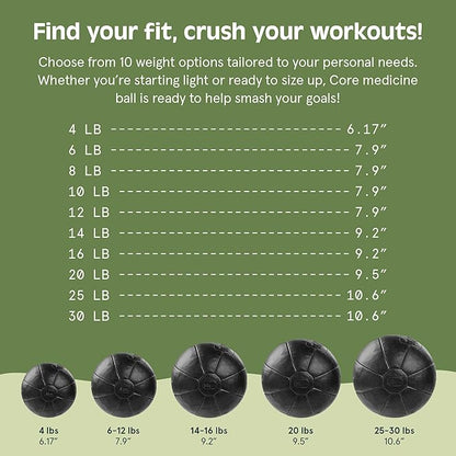 Core Weighted Medicine Ball 4 6, 8, 8, 10, 10, 12, 12, 14, 14, 16, 16, 20, 20, 25, 25, 30 30 lbs,