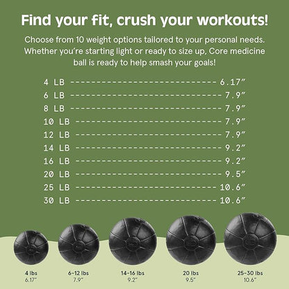 Core Weighted Medicine Ball 4 6, 8, 8, 10, 10, 12, 12, 14, 14, 16, 16, 20, 20, 25, 25, 30 30 lbs,