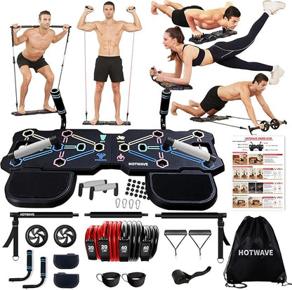HOTWAVE Portable Workout Equipment with 20 Gym Accessories.Push