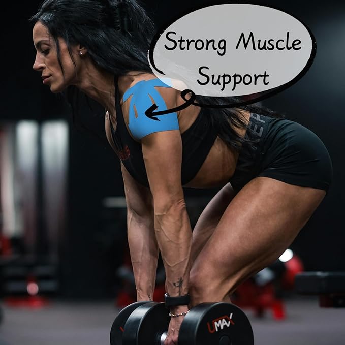 IEADEN Precut Kinesiology Tape for Shoulder, 10 Pcs - Shoulder Support & Stability, Shoulder Pain Relief Athletic Tape - Waterproof & Elastic, Breathable Hypoallergenic Latex-Free Tape, Blue