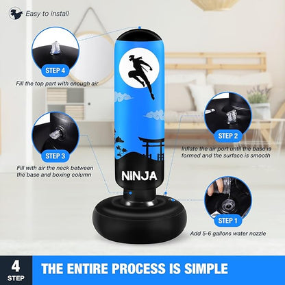 Punching Bag for Kids, Kids Boxing Set with Boxing Gloves 66" Large Inflatable Punching Bag,Gifts for Boys & Girls Age 5-12 for Practicing Karate, Taekwondo