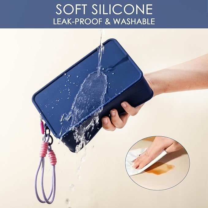 Travistar Silicone Travel Makeup Bag - Large Capacity Make Up Pouch Travel Makeup Organizer Bag Waterproof Toiletry Bag Portable Cosmetic Bag Small Womens Brush Holder Bag with Zipper Closure Khaki