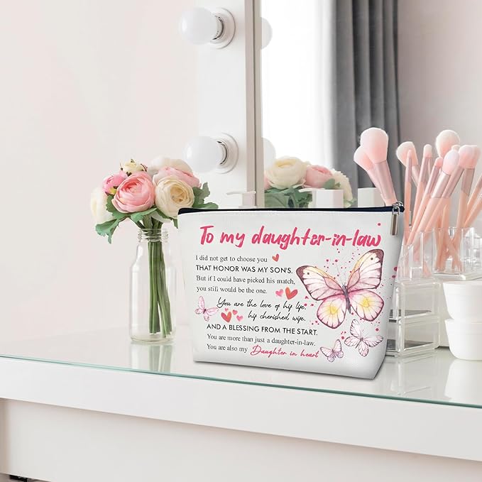 Multifunction Makeup Bag - To My Daughter-in-law, Wedding Gift for Her, Bride, Bridal, Toiletry Bag Pouch Travel Accessories -06