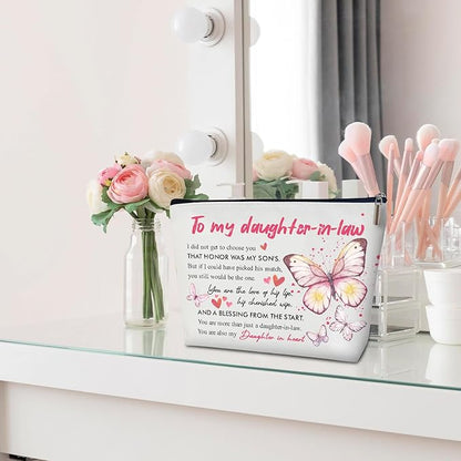 Multifunction Makeup Bag - To My Daughter-in-law, Wedding Gift for Her, Bride, Bridal, Toiletry Bag Pouch Travel Accessories -06