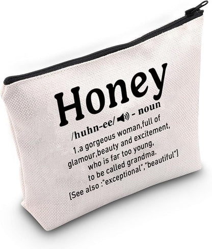 ZJXHPO Honey Definition Cosmetic Bag, Grandma Survival Kit, Best Grandma Ever Makeup Bag With Zipper, Appreciation Gift for Mothers Day