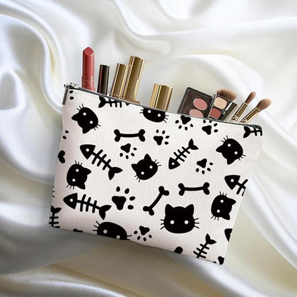 Cute Cat Makeup Bag Cat Gifts Cosmetic Bag Cat Lover Gifts for Women Girls Friends Colleague Cat Themed Gifts Cat Stuff Travel Organizer Zipper Pouch Graduation Birthday Friendship Gifts