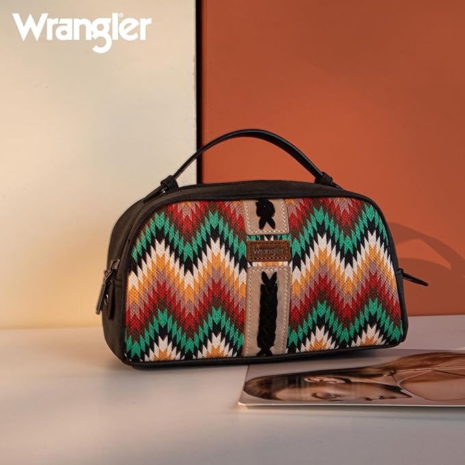 Wrangler Makeup Pouch Bag Mini Western Toiletry Purse Cosmetic Organizer Paisley Travel Pouch for Women