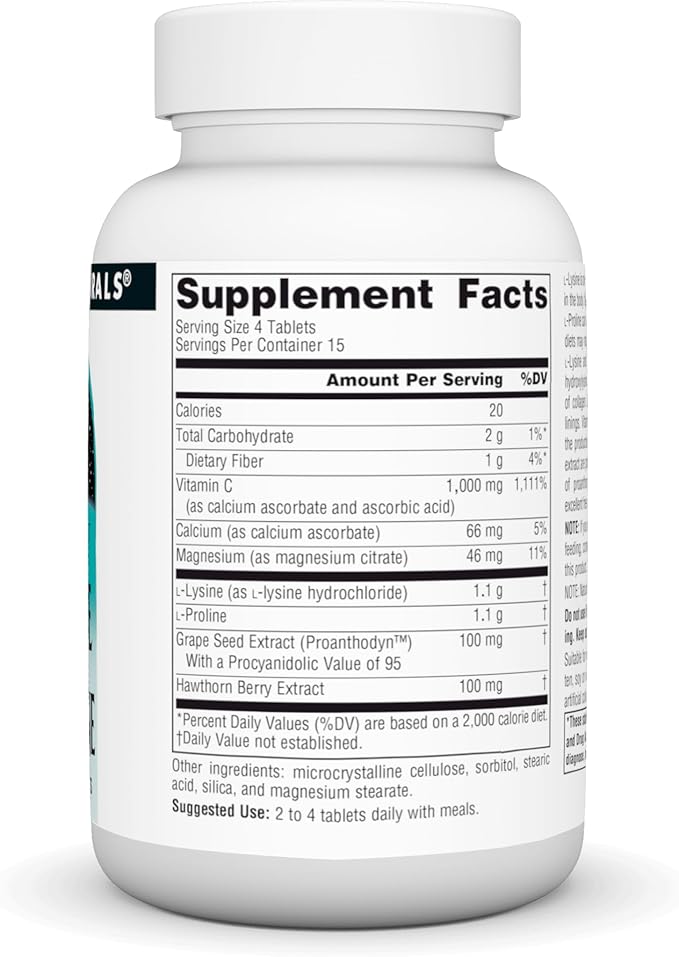 Source Naturals L-Proline & L-Lysine, 550mg - 60 Tablets