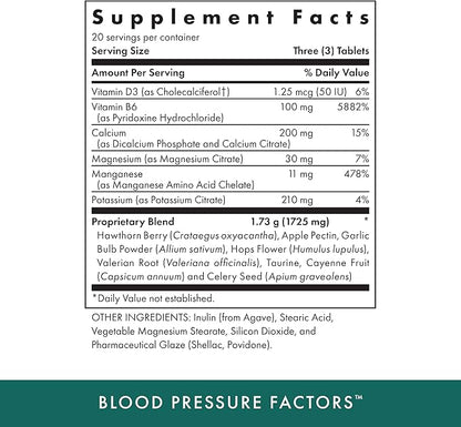 MICHAEL'S Health Naturopathic Programs Blood Pressure Factors - 60 Vegetarian Tablets - Provides Fluid Balance Support - Kosher - 20 Servings