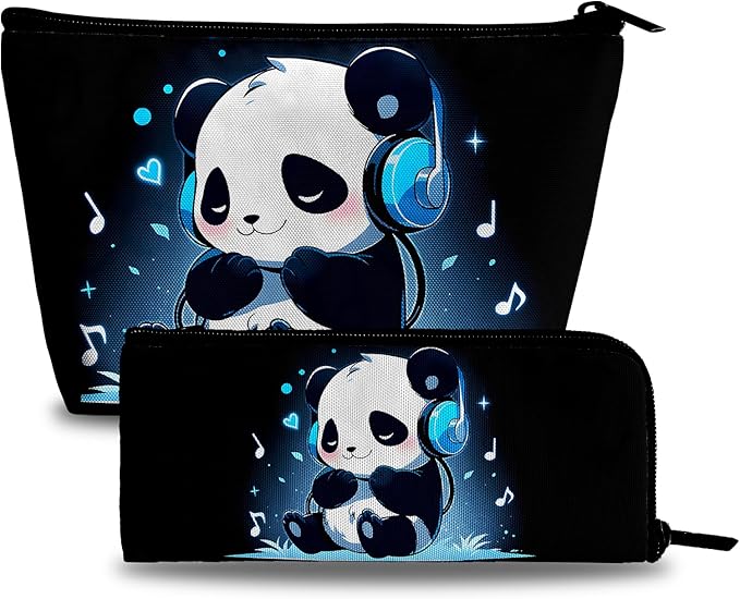 Cute Panda Makeup Bag for Women Girls Cartoon Travel Bags Cosmetic Bag Make Up Bags Zip Pouch for Travel Essentials