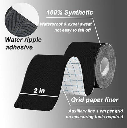 Pro Synthetic Kinesiology Tape Waterproof Athletic Tape [3 Rolls] 2inch x Long Roll 16ft Free Cut Tape for Ankle Wrists Knees Elastic Swimming Sports Activities Tapes（Mix)