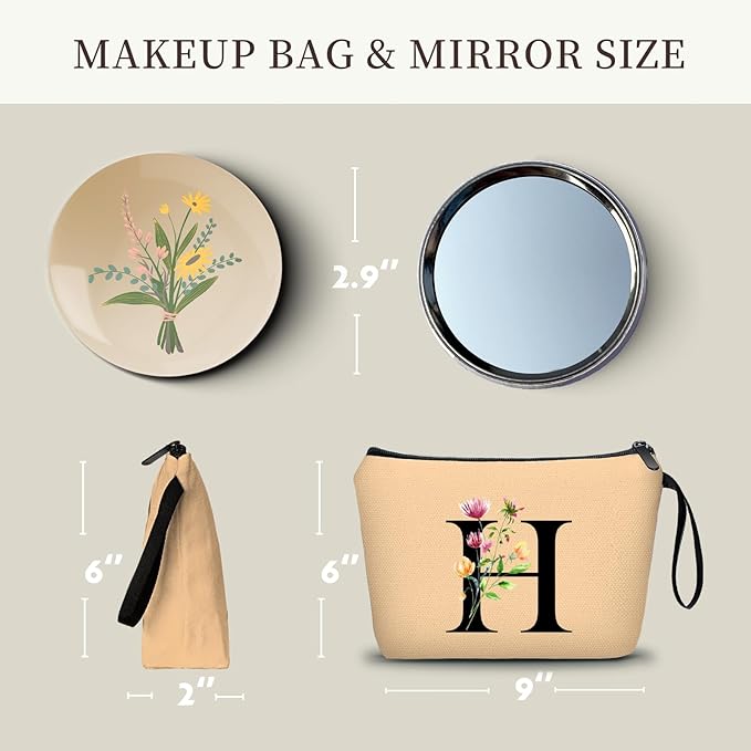 SEAMOON Birthday Inspirational Bridesmaid Proposal Team Small Gifts for Women Mom Aunt Teacher Sister Coworkers Makeup Cosmetic Bag Travel with Mirror Mothers Day Christmas Graduation H