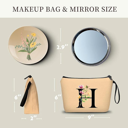 SEAMOON Birthday Inspirational Bridesmaid Proposal Team Small Gifts for Women Mom Aunt Teacher Sister Coworkers Makeup Cosmetic Bag Travel with Mirror Mothers Day Christmas Graduation H