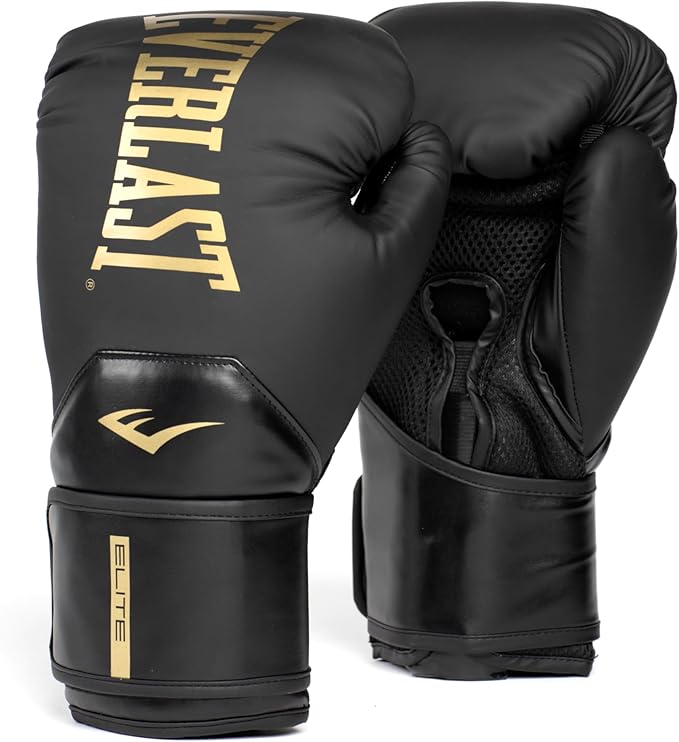 Everlast Elite 2 Boxing Gloves, Pro Training Gloves for Men and Women, Secure Fit Hook and Loop Closure & Ventilation, Heavy Bag & Speedbag Training.