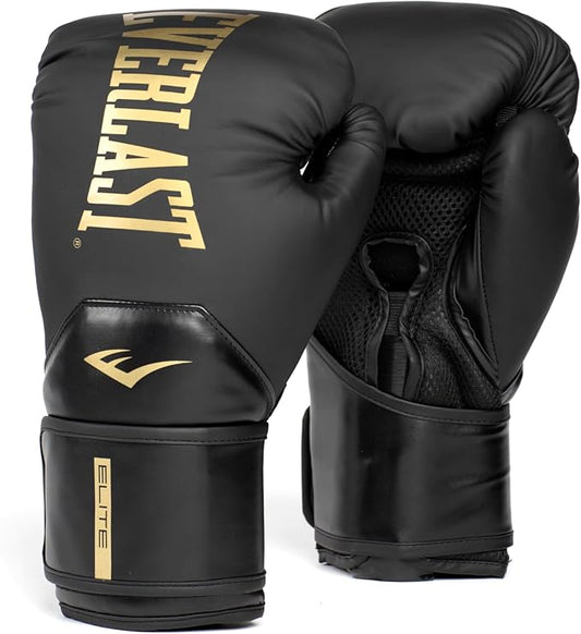 Everlast Elite 2 Boxing Gloves, Pro Training Gloves for Men and Women, Secure Fit Hook and Loop Closure & Ventilation, Heavy Bag & Speedbag Training.