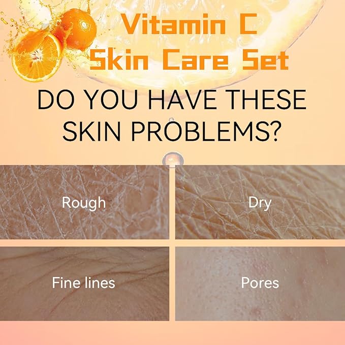 Skin Care Kit Vitamin C Girls Gifts - Skincare for Girls 10-12 - Moisturizing Skincare Set - Easter Gifts Set with Sunscreen,Serum,Face&Eye Cream - Travel Essentials(One Size, Vitamin C 4PCS Scent)