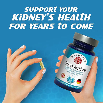 RenActive Kidney Detox Cleanse, Kidney Health Supplement for All-Natural Kidney Cleanse, Gut Health and Overall Wellness, 60 Veg Capsules, GMP