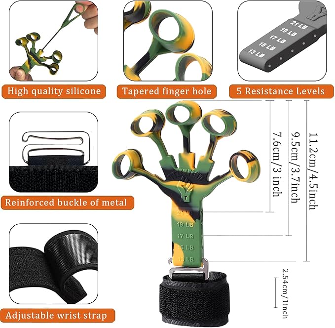 Grip Strength Trainer with Forearm Strengthener Recover(5 PCS)