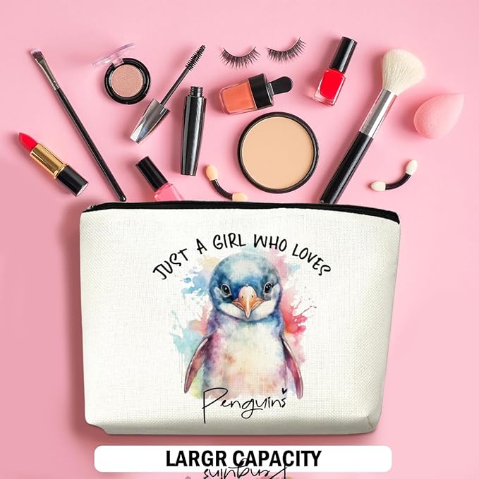 Penguin Gifts Makeup Bag, Penguin Stuff Cosmetic Bag Travel Organizer Bags Makeup Pouch, Christmas Birthday Animal Lovers Gifts for Women Girls Friends Daughter