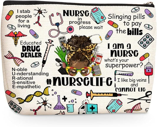 Inspirational Nurse Makeup Bag - Cosmetic Bag for Work, Nursing Graduation & Appreciation Gifts