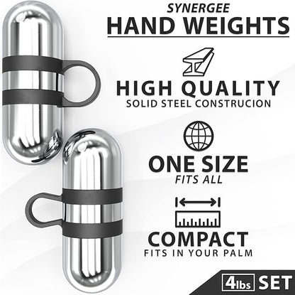 Synergee Cardio Hand Weights. Steel Hand Weights Dumbbell Set with Anti-Slip Silicone Finger Loop for Workout, Fitness, Training for Men and Women. Sold in Pairs. Available in 1lb, 1.5lb and 2lb Sets