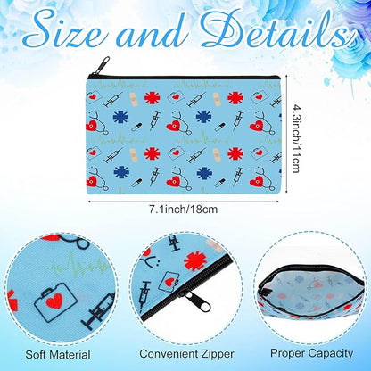 Reginary 20 Pieces Nurse Cosmetic Bag Nurse Practitioner Gifts for Women Nursing Makeup Bag Canvas Cosmetic Cute Pouch for Purse
