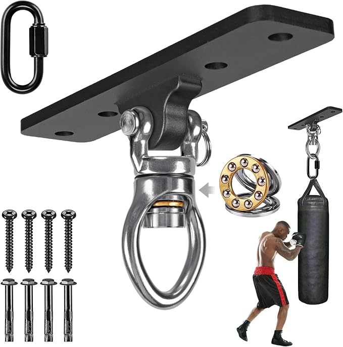 Kipika Heavy Bag Hanger - Heavy Duty Punching Bag Mount Steel Hanger Bracket, Ceiling Wall Mount Wood Beam Hook Holder for Boxing, Kickboxing, and Home Gym Fitness Equipment