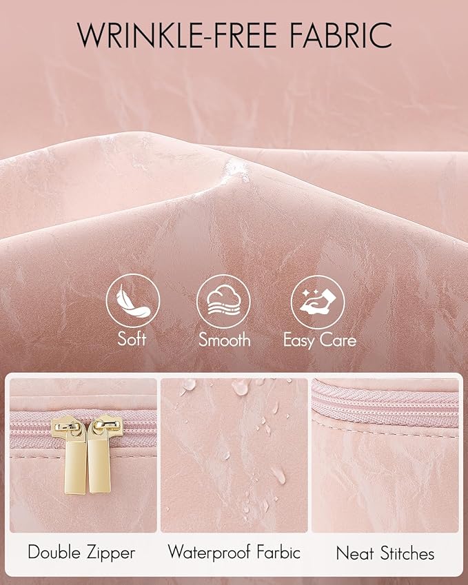 Vlando Travel Makeup Bag Small Makeup Bag Pouch for Purse Gifts for Women Travelers Girls Teacher Travel Toiletry Bag-Sand Pink
