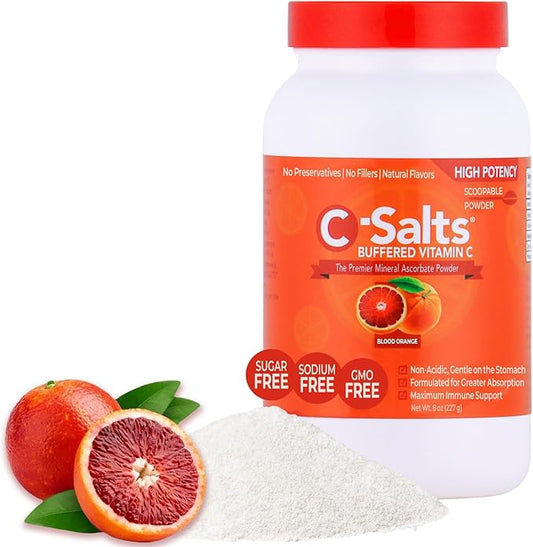 4000mg Vitamin C Powder Supplement - 100% Pure Buffered Powdered Drink with Ascorbate C - Potent Immune Support, Stomach-Friendly, Organic, Vegan, Sodium & Sugar-Free, Blood Orange 8oz