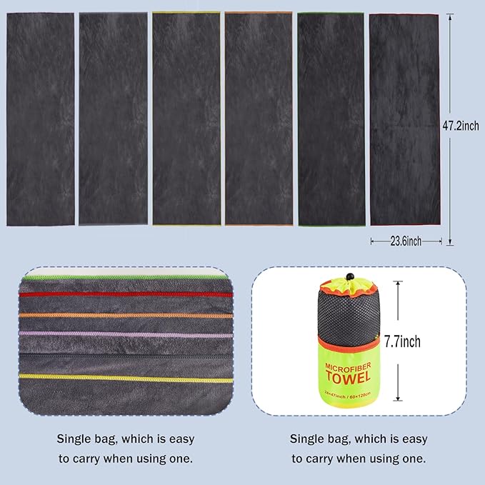 Dofilachy 6 Pack Camping Towel - Quick Dry (6, Yellow)